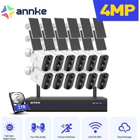 ANNKE Cámara solar inalámbrica de 4 MP para exteriores con detección de personas y audio bidireccional, visión nocturna a color y doble luz (1/5)
