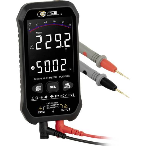 PCE Instruments PCE-DM 3 Multimetro portatile digitale Data logger CAT III 1000 V Display (Counts): 9999 (1/5)