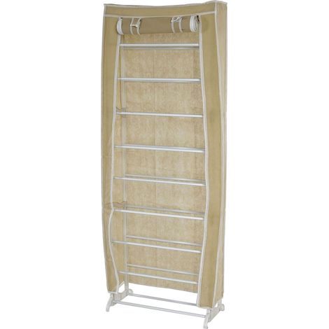 HHG – Range-chaussures pliable en tissu 140x52x18 cm – 9 niveaux pour 18 paires – Installation rapide sans outils – Tissu hydrofuge (1/5)