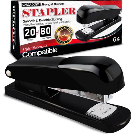 Agrafeuse noire d'une capacité de 20 feuilles Agrafeuse de bureau compacte pour une utilisation de bureau Durable pour la fixation de papier Idéale pour la maison, l'école et le bureau (1/5)