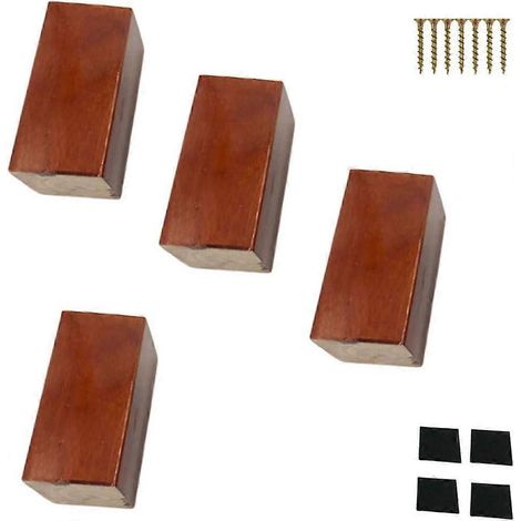 Massivholz-Möbelbeine, quadratische Sofafüße aus Holz, Ersatzfüße für Schränke, TV-Tisch, Couchtisch, Stuhl, Hocker, Kommode, Bett, Hartholz, 10 cm (3,9 Zoll), braun