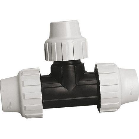 Té 90° polypropylène ACS pour Tube PE ou PEHD réduit au centre Ø25-Ø20-Ø25