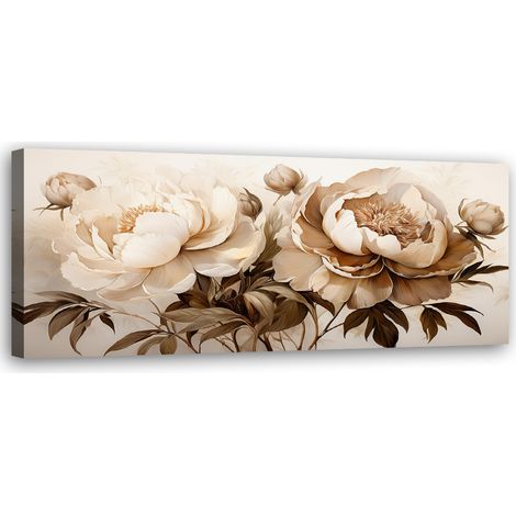 Tableau déco Pivoines Pivoines Fleurs en beige 90x30 (1/5)