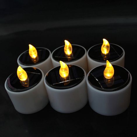 Moule À Bougie LED Solaire - Effet Flamme Vacillante - Blanc - 5 2 X 5 2 X 5 8 Cm - Pour Intérieur Et Extérieur - 4 Pièces (1/5)