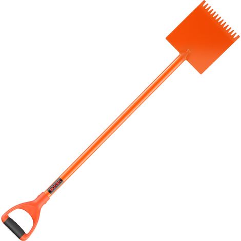 VEVOR Schindelschaufel, 1 Stk., Schindelentferner mit D-Griff, Dachtrenner aus hochhartem 45-Stahl, Schieferabzieher, leichtes Werkzeug zum einfachen Abreißen von Dachpappe & Nägeln, Orange (1/5)