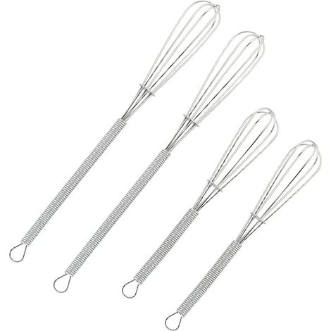[MAI USATO]Set di 4 mini fruste da cucina a filo per uova, salse, mini fruste argentate da 5" e 7" (1/4)