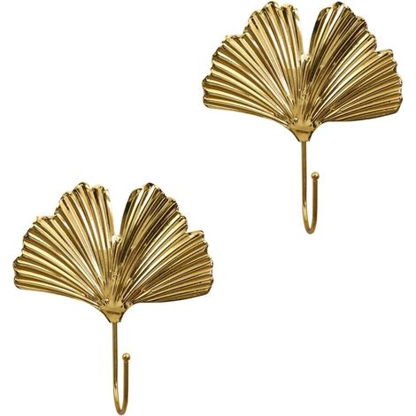 Lot de 2 crochets muraux en fer forgé en forme de feuille