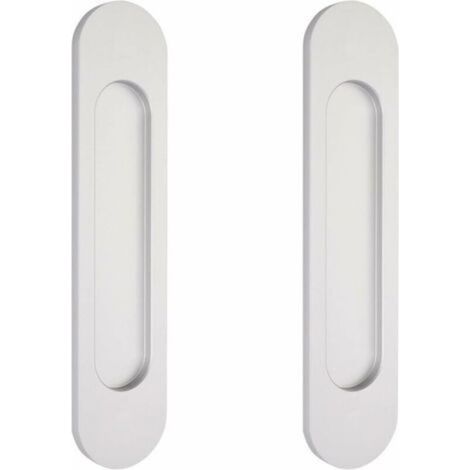 2 poignées de porte coulissantes ovales argentées de 15 cm autocollantes, poignées de porte affleurantes en aluminium, pour portes de grange coulissantes, fenêtres et placards sans perçage
