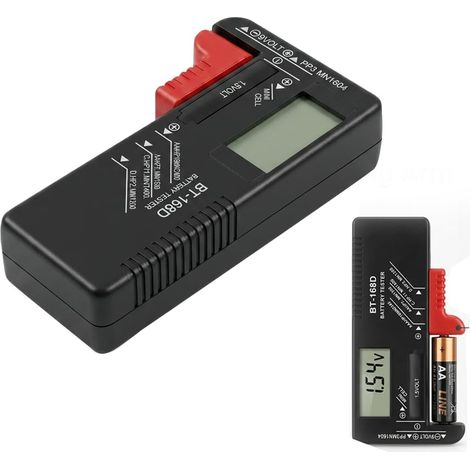 Comprobador de baterías digital universal, para pilas AA, AAA, CD, 9V y de botón, pantalla precisa, comprobación rápida de la energía restante, accesorio para el hogar, la oficina y el taller. (1/5)