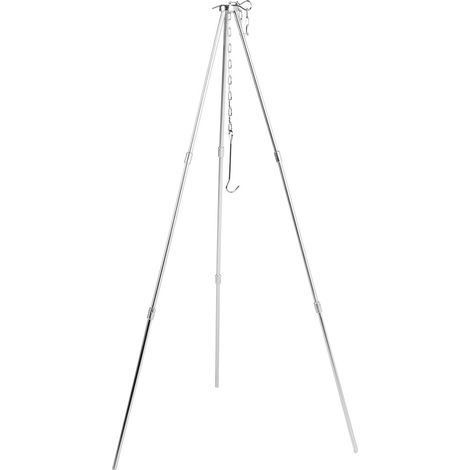 Trépied de cuisine portable d'extérieur avec chaîne de suspension réglable, support pour casseroles et barbecues, accessoire pour ustensiles de cuisine (1/5)