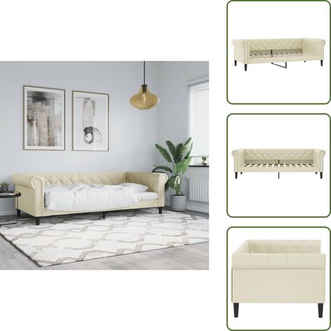 The Living Store Lit de jour sans matelas crème 80x200 cm similicuir - Canapé-lit (1/5)