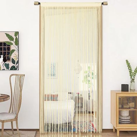 String Porte Rideau décorations de fenêtre diviseur de pièce décorations de Chambre Rideau Simple pour fenêtre 90x200cm Champagne (1/5)