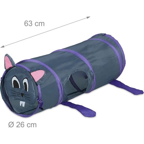 Tunnel da gioco pieghevole interattivo per gatti 60 x 30 x 30 cm design originale in tessuto grigio 130015167