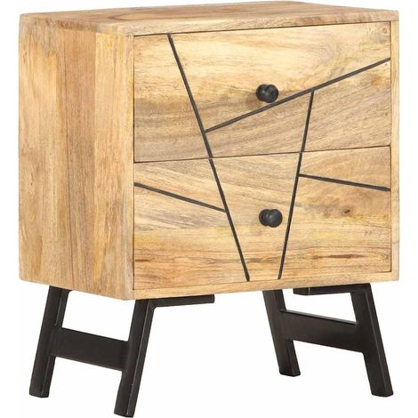 vidaXL Mesita de noche de madera maciza de mango 40x30x50 cm (1/5)