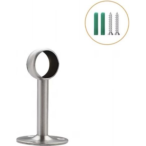 Lot de 2 supports avec tube pour penderie en acier inoxydable, Dia 19mm (1/2)