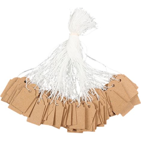 Étiquettes De Prix En Papier Kraft - 25 X 15 Mm - Avec Cordon Élastique - Pour Bijoux Vêtements Cadeaux - Lot De 200 (1/5)