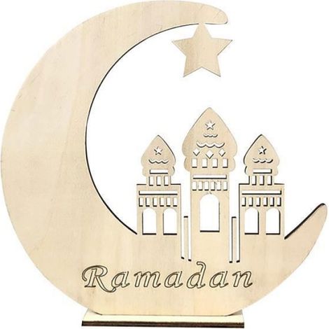 Plaque - Bois - Eid Mubarak Ramadan - Décoration Murale Islamique - Pendentif Suspendu - 1 Pièce (1/5)