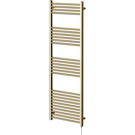 Colore Brushed Brass 1600mm x 600mm Straight Electric Heated Towel Rail (1/5)