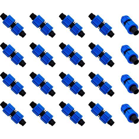 20 connecteurs pour irrigation goutte à goutte, outil d'irrigation agricole, connecteur bleu, connecteur universel, kit de connecteurs pour tuyau d'irrigation goutte à goutte (16 mm) (1/5)