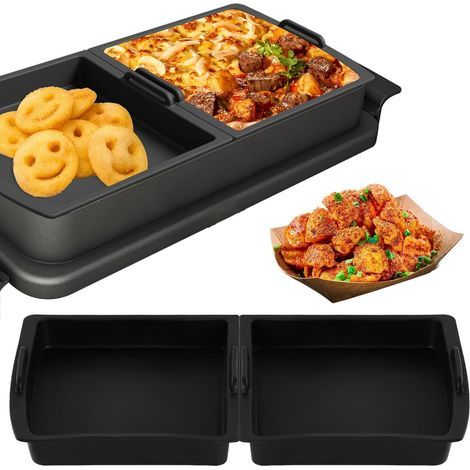 Set aus 2 Silikon-Kochformen mit Trennwänden, kompatibel mit dem Tefal OptiGrill XL, zum Braten, Backen und Grillen. (1/5)