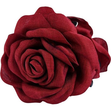 Pinces à cheveux en forme de rose, accessoire de mode en tissu, pinces pour queue de cheval, ornement capillaire polyvalent pour femmes (1/4)