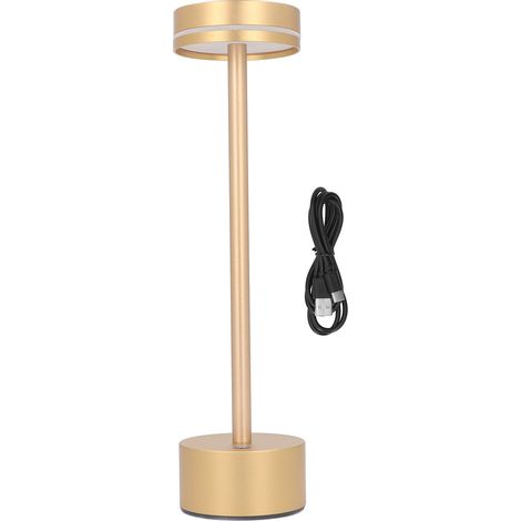 Ortviai Lampe de bureau sans fil rechargeable LED avec variateur 3 couleurs et commande tactile – Or (1/5)