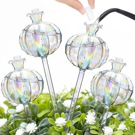 Lot de 4 Ampoules d'Arrosage Automatique en Verre, Boules d'Irrigation pour Plantes, Système d'Irrigation Autonome pour Plantes d'Intérieur, Jardin et Cactus (Multicolores) (1/5)