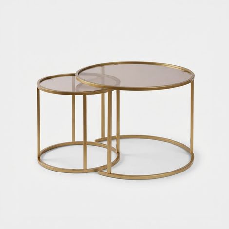 Tavolino da caffè, tavolo da soggiorno, tavolino laterale Set Gold Bronzo (1/5)