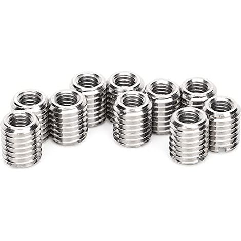10 Stück Gewindeeinsätze M6/M10, Gewindeeinsätze, Edelstahl 303 (Innengewinde M6x1,0, Außengewinde M10x1,5, 12 mm)