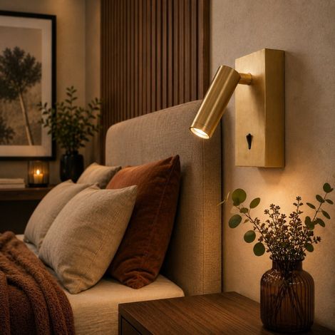 Applique liseuse led avec interrupteur laiton mat Asiap (1/3)