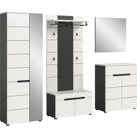 Canu Garderobenmöbel Set C31 weiß, grau.