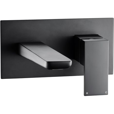 Black Wall Mounted Basin Mixer (1/2)