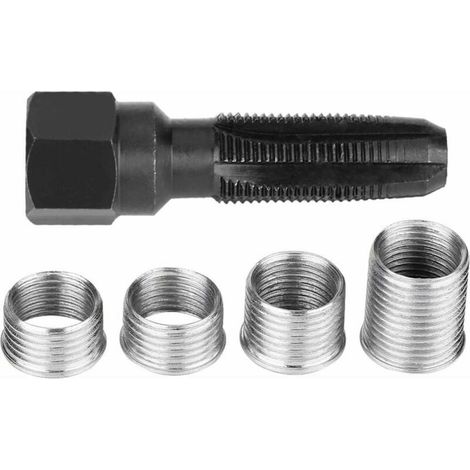 Kit De Réparation De Filetage Bougie M14 - Tête À Fileter + 4 Embouts Insertion - Pour Réparation De Bougies D Allumage - 5 Pièces (1/5)