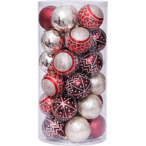 Adorno Para Árbol De Navidad - Bola Decorativa 60 Mm - Tema Colorido Con Brillo - 30 Unidades (1/5)