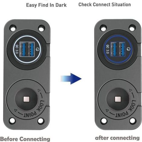 Panneau Prise de Chargeur USB 12V Amélioré QC 3.0,Allume Cigare Double Ports USB, Avec Interrupteur Tactile Marche/Arrêt Étanche (1/3)
