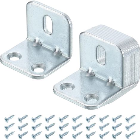 CCYKXA Lot de 10 équerres d'angle en L avec joints métalliques à angle droit avec vis pour étagères en bois, argent (1/4)