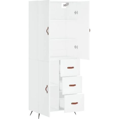 Buffet de Cuisine Blanc Hauteur 180 cm, Meuble Rangement avec Portes et Étagères, 69.5 x 34 x 180 cm, Bois d'Ingénierie, Style Moderne pour Salle à Manger et Salon (1/5)