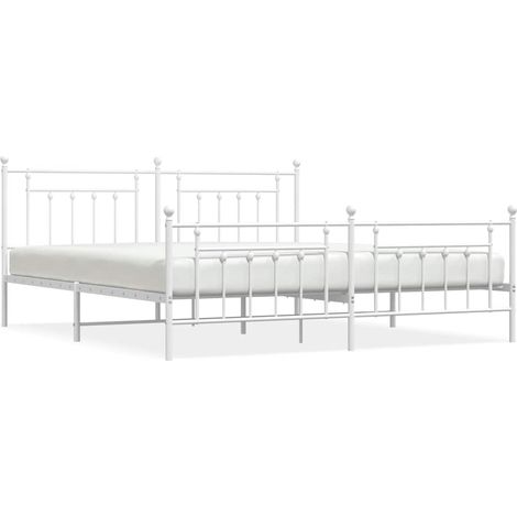 Maison Exclusive - Giroletto con Testiera e Pediera Metallo Bianco 193x203 cm (1/5)