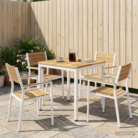 vidaXL Tavolo da cena da giardino Bianco 60 x 60,5 x 75 cm