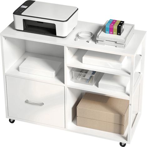 Rollbarer Druckertisch mit A4-Schublade, ideal für Zuhause und Büro
