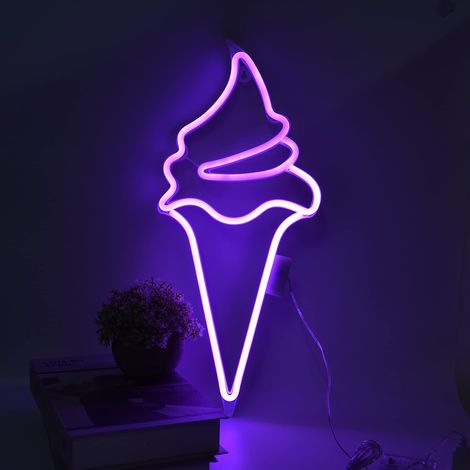 LED-Neonlichtschild mit Fernbedienung, Eiscreme-Design, ABS+PVC, für Party- und Heimdekoration, USB- oder AA-Batterien (1/5)