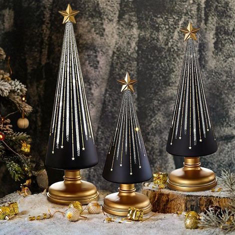 Alberelli Natale Vetro LED Decorazioni Natalizie Sfumate 3 Pezzi (1/5)