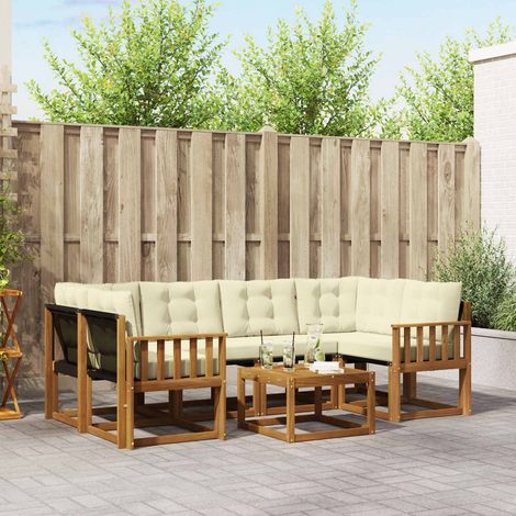 Outdoor-Sofagarnitur mit Kissen 7 pcs Natur und Creme