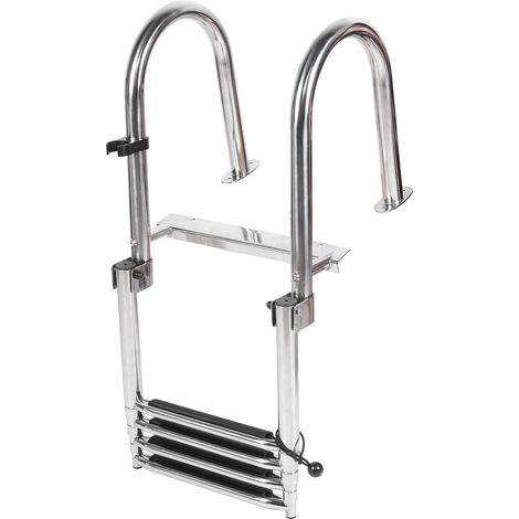 Échelle de bateau pliable télescopique à 4 marches, escalier de quai marin en acier inoxydable renforcé soudé (1/5)