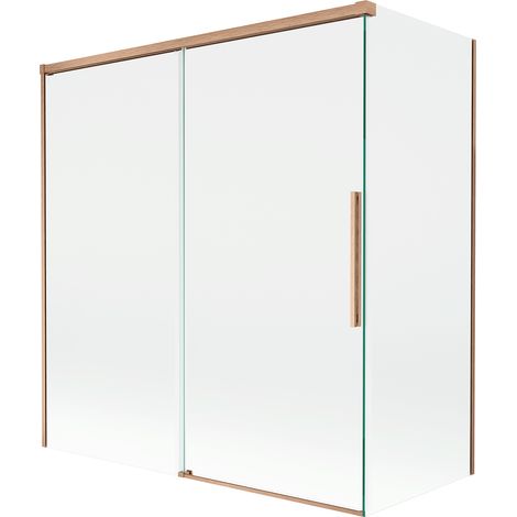 Mexen Rox paroi de baignoire à 2 volets coulissants 150 + 70 x 150 cm, transparent, cuivre brossé - 8C9-150-070-65-00