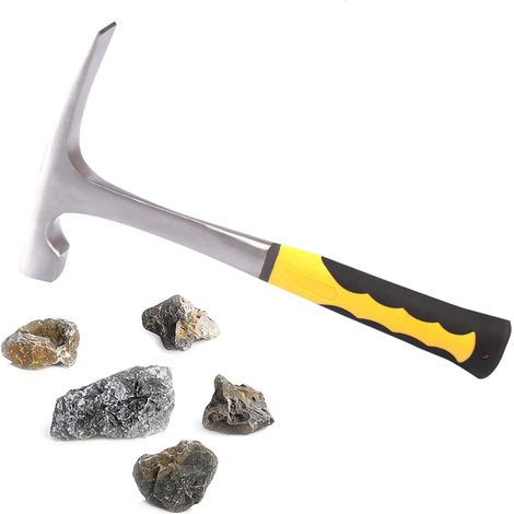 NALOOKAMIC Geological Hammer-Marteau,Géologie Outils,Multi-Function Hammer For Geological Exploration Tool Tête plate Mining Hammer avec poignée de réduction des Chocs(1pc) (1/5)
