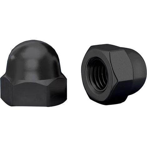 10 Pièces Écrous Borgnes M5 Hexagonaux Acier Inoxydable A2 V2A, Écrou Hexagonal à Capuchon Noir DIN 1587 pour Vis, Boulons et Tiges Filetées (1/5)