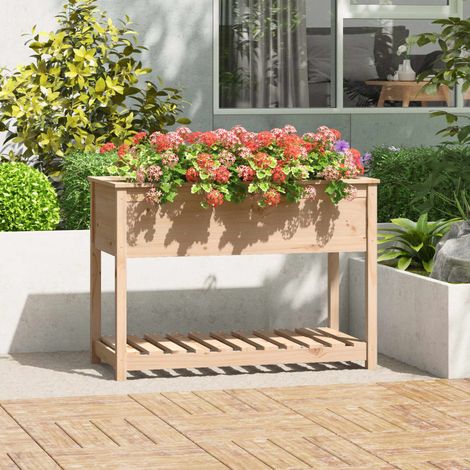 Bac à fleurs,Jardinière avec étagère 111,5x54x81 cm Bois massif de pin -47876 (1/5)