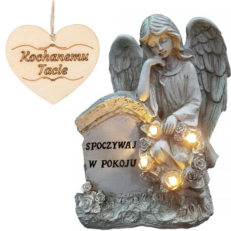 Candela con angelo custode e scritta "Riposa in pace" per la tomba del papà, 21,5 cm.