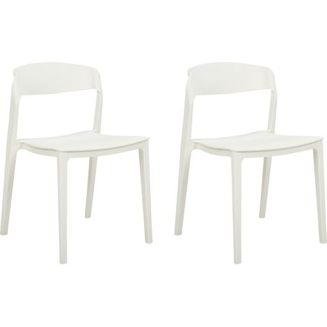 Conjunto de 2 sillas de plástico apilables sin reposabrazos sillas de conferencia diseño moderno comedor blanco Somers (1/5)